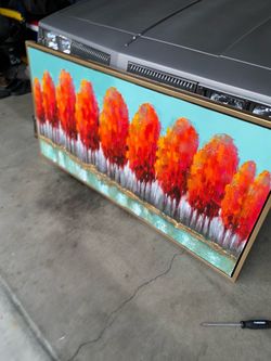 Large Framed Abstract Tree Landscape Painting