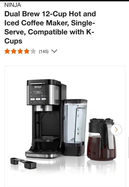 Ninja Dual Brew 12-Cup Hot & Iced Coffee Maker, Single Serve, & K Cup Compatible Brand New Display Unit 
