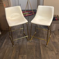 Gold & White Chairs & Light