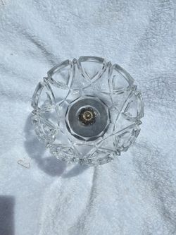 Vintage Pressed Glass Pedestal Candy Dish with Silver Tone Base