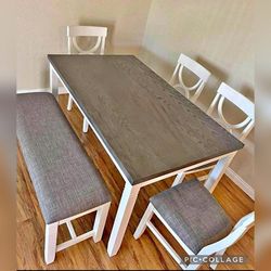 6Pc White and Gray dining table set