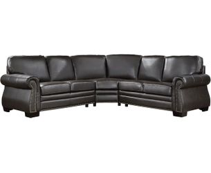 Lexicon Leather Couch, Leather Sectional Couches for Living Room, L Shape Couch with Rolled Arms and Nailhead Trim, L Shape Sectional Couch for Living