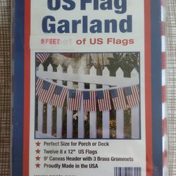 US Flag Garland 9 Ft