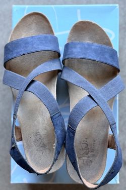 Blue Strappy Wedge Sandals