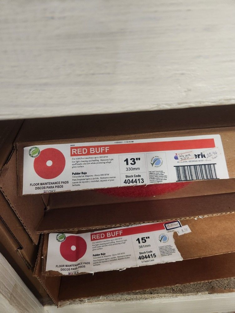Floor Scrubber Pads All Sizes And Colors 2 Dollars Each