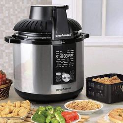 8Qt Pressure Cooker & Air Fryer Combo with Pressure Lid and Air-Fry Lid - 7-in-1 cooking Modes