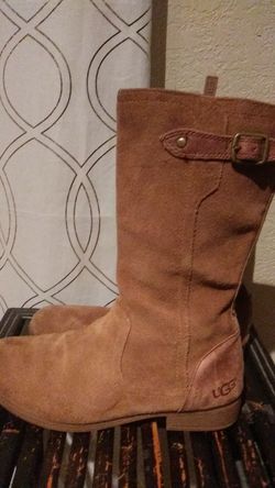 Ugg Suede and Leather Boots Cognac 4 EU 34 Awesome Condition!