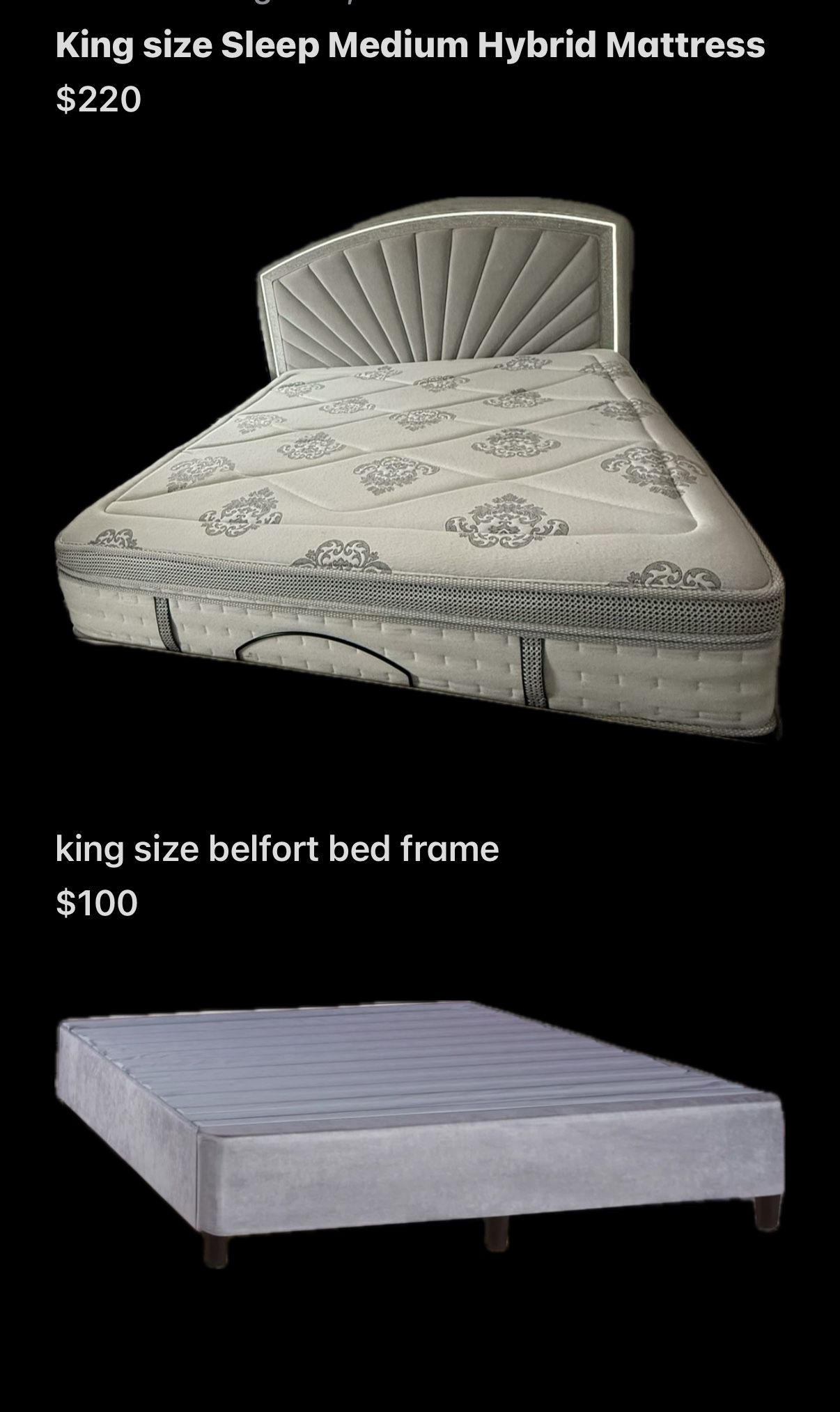 14” King size Sleep Medium Hybrid Mattress & Bed Frame
