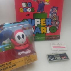 BIG BOOK  OF SUPER MARIO + HALLMARK NiNTENDO CONTROLLER + SHYGUY FIGURE UNOPENED / ALL NEW 