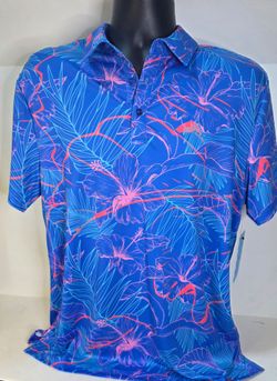 Birdie Bound Tropical Blue Golf Polo Mens Medium