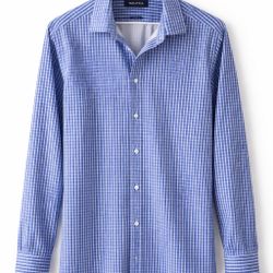 Nautica Slim Fit Blue Gingham Shirt Men’s M Button Up Long Sleeve
