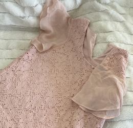 Pink Lace Blouse with Ruffle Sleeves size S/M
