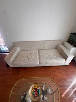 Large Cream Fabric Sofa