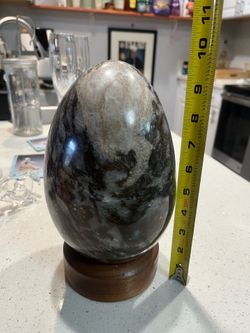 Large Polished Stone Egg Decor with Stand