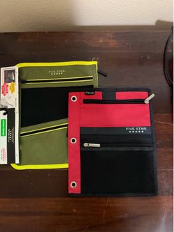 MEAD FIVE STAR Durashield Pen Pencil Pouch for Binder Zippered Green NEW - Bonus