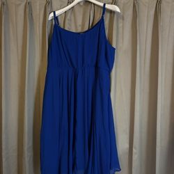 Blue Mid Chiffon Pleated Dress