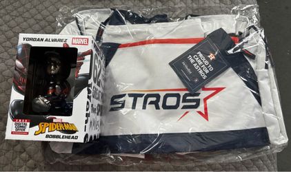 Yordan Alvarez Marvel Spider-Man Bobblehead and Gym Bag Astros