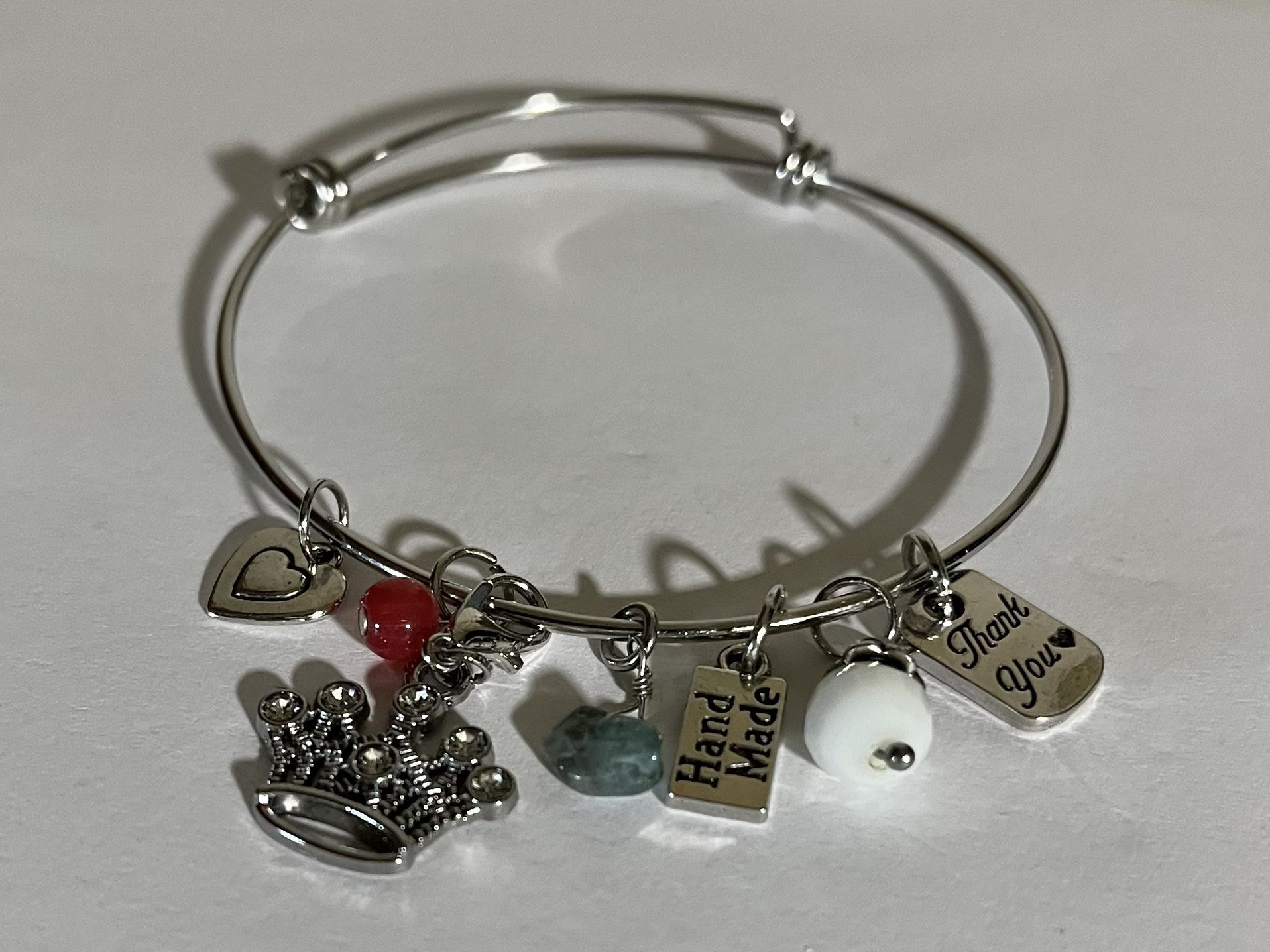 “Queen Of Your Own Journey” Handcrafted Charm Bangle Bracelet
