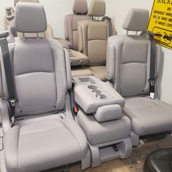 BRAND NEW GRAY LEATHER BUCKET SEATS WITH SEATBELTS AND MIDDLE SEAT 