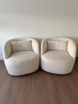 KINWELL Swivel Barrel Chairs 34” Wide Cream, No Assembly