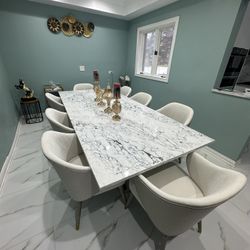 Quartz Dining Table With Chairs 