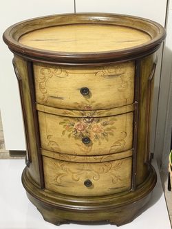 Vintage Hand-Painted 3-Drawer Accent Cabinet