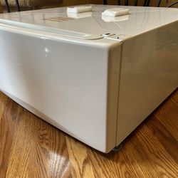 13” Ht White Pedestal Storage Drawer