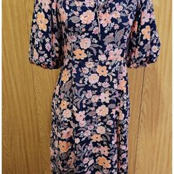 Old Navy Black-Pink Floral Square Neck Women's Maxi Dress Size M