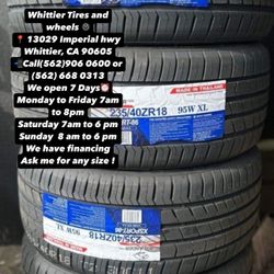 SET OF NEW TIRES 235/40R18 ATLANDER , INCLUDING MOUNTING AND BALANCING. ASK ME FOR ANY SIZE OR BRAND, WE HAVE THE BEST PRICES OF CALIFORNIA