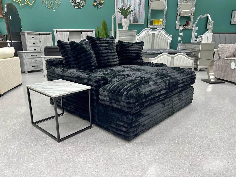 NEW🏞️ Delivery and Finance Available 🏞️ Midnight Madness Oversized Chaise▪️# Sofa # Loveseat # Couch # Living Room Set Options Available