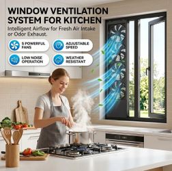 New! Vertical Window Fan for Sliding Windows, Reversible Airflow Window Exhaust Fan, No-Drill Retractable Window Fans for Home Bedroom Kitchen, Waterp