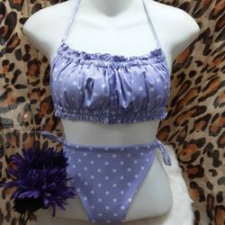 Pin Up Purple Dot Bikini 