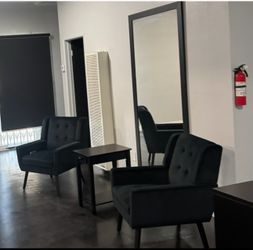 Black Modern Accent Chairs and Small Table