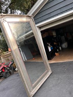 Large Silver Ornate Framed Wall Mirror
