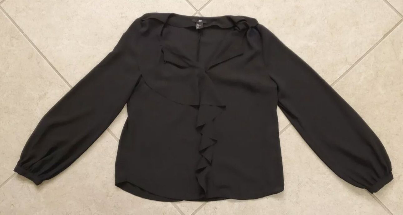 Women's H&M Long Sleeve Blouse Size 10 Black