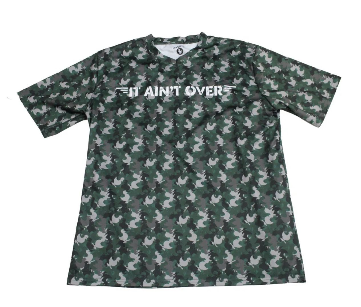 Zaxby's Mens It Ain't' Over Green Camo Employee Issued T shirt Short Sleeve XL 