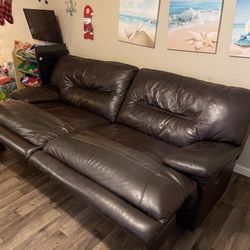 Leather Let Out Couch For Sale