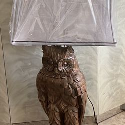 Vintage Hand Carved Owl Lamp