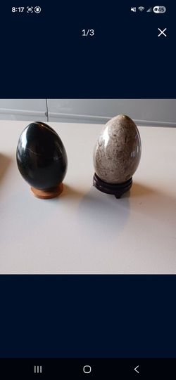 2 Polished Eggs 1. Marble Stone 6" x 4.5" 2. Stone Fossil