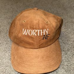 Brown Corduroy Cap with Embroidery