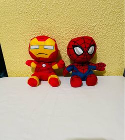 Ty Beanie Babies Spider-Man and Iron-Man Plush 7”