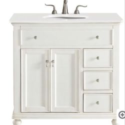 Elegant Lighting Otto 36" Free Standing Single Basin Vanity Set with Cabinet and Engineered Marble Vanity Top