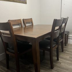 Solid Wood Table 5 Chairs & Bench  