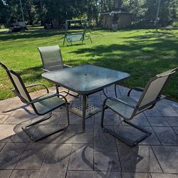 Outdoor Patio Table - Comes with 3 Chairs and Umbrella Base