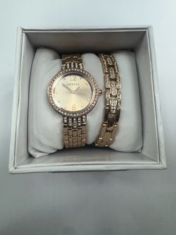 Geneva Rose Gold Watch and Bracelet Set