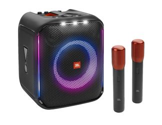 JBL PartyBox Encore - Portable party speaker with 100W powerful sound, built-in dynamic light show, included digital wireless mics, and splash proof d