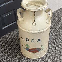 Painted Old Milk Can Vintage Metal Milk Can