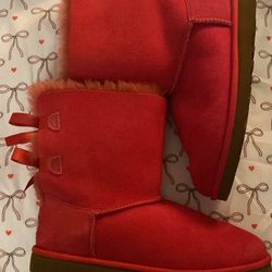 UGG Red Bailey Bow II Size 6W Used