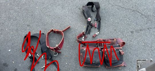 Occidental leather tool belt with hammer holder and suspenders