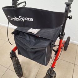 2025 OasisSpace Pneumatic Rollator Walker with Seat - 12" Wheel Aluminum